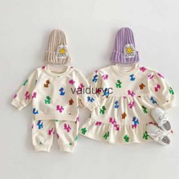 Clothing Sets 2024 Spring New Baby Long Sleeve Clothes Set Boys Long + Pants 2pcs Suit Girls Casual Dress Brother And Sister Clothing Outfits H240508