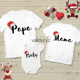 Family Matching Outfits Santa Hat Family Matng T Shirts Mother Father Kids Matng Clothes Christmas Party Tops T-shirt Winter Holiday Look Outfits H240508