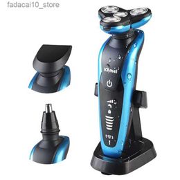 Electric Shavers 3in1 washable electric shaver facial grooming kit electric razor wet dry male beard shaving machine rotary head rechargeable Q240119
