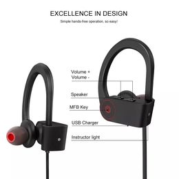 Headphones U8 Wireless Earphone Bluetooth 4.1 Headset with Microphone Ear Hook Sport Cordless Phone Bluetooth Earbuds Earpieces