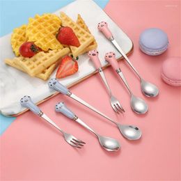 Forks Cartoon Spoon Fork Six Colour Optional Stainless Steel Grade Edges Mirror Polished Kitchen Gadgets Childrens