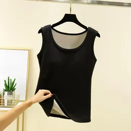 Camisoles & Tanks Women Thermal Vest Solid Color Edge High Elasticity Underwear With Chest Pads For Slim Fit Bottoming
