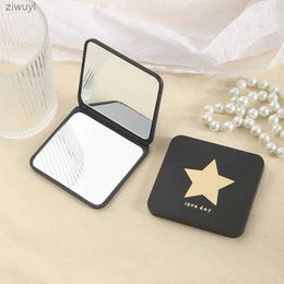 2PCS Mirrors 12 Pc/Lot Black Small Folding Mini Portable Frosted Vanity Pocket Student Women Double-Sided Mirror/Cosmetic/Make Up