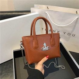 2023 New Fashion Mini Tote West Saturn Vegetable Blue Handbag Chain One Shoulder Crossbody Bag 7889