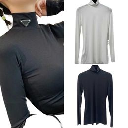 Pr Fashion Design Womens Long Sleeve Blouses Shirts Tops 2024 Sexy Slim Turtleneck Knitted and white Stretch T-shirt Bottoming