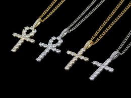 hip hop cross diamonds pendant necklaces for men women Religion Christianity luxury necklace jewelry gold plated copper zircons Cu6536235