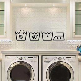 Wall Stickers Laundry Room Bathroom Reminder Tag Decals Washing Machine Furniture DIY Removable Waterproof