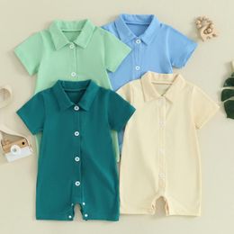 Clothing Sets Pudcoco Infant Born Baby Boys Girls Button Down Shirt Romper Solid Color Short Sleeve Lapel Jumpsuits Tops Outfit 0-24M