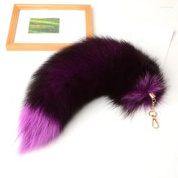 Keychains Cute Charm Bag Pendant Faux Fur Tail Dyed Unisex Colorful Key Pendants Car Keyring Holder