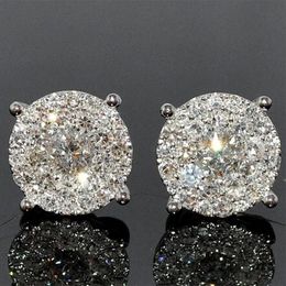 Classical 4 Claw Stud Earrings Luxury Jewellery Real 925 Sterling Silver Round Cut White 5A Cubic Zircon CZ Diamond Handmade Party Women Wedding Earring Gift