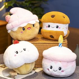 Stuffed Cake Plushie Strawberry Cherry Fruit Muffin Shape Plush Toys Cute Face Cream Snack Parsty Decor Party Gift for Kids Birthday 5 Styles