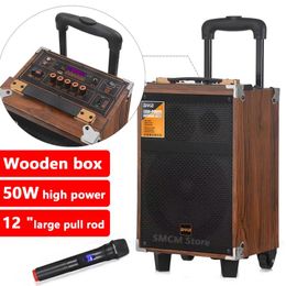 Speakers Peak Power 9000W Wooden 12 Inch Column High Power Outdoor Bluetooth Speaker Karaoke Party Subwoofer with Microphone FM USB Audio