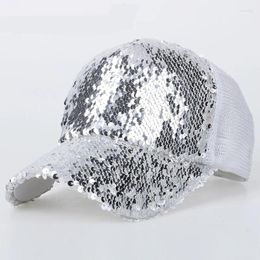 Berets Summer Sequins Paillette Bling Shinning Mesh Baseball Cap Girls Snapback Hip Hop Women Sun Hats For Party Gorras Casquette