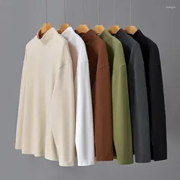 Men's T Shirts Long Sleeved Base Shirt Autumn And Winter Solid Colour Half High Collar Casual Loose Fitting