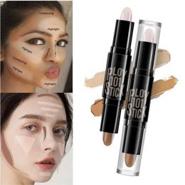 Concealer QIC Double-end Face Highlight Contour Stick Oil-control Concealer Pencil Facial Highlight Corrector Pen Long Lasting Makeup