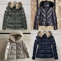 Luxury Designer Women Down Parkas Mid Length Embroidered Badge With Hat Fur Collar Thickened For Warmth And Slim Fit Puffer Jacket Wint 249