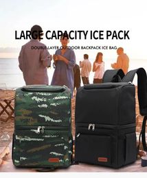 Cooler Bag Backpack Soft Large Double Layer Thermal Insulated For Food Refrigerator Beer Wine Picnic 240118