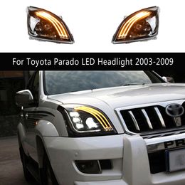 For Toyota Prado LC120 LED Headlight 03-09 Car Accessories Front Lamp DRL Daytime Running Light Streamer Turn Signal Indicator Auto Parts