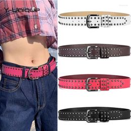 Belts Rivet Punk Belt For Men Women Retro Harajuku PU Leather Waistband Eyelet Pin Buckle Jeans Decoration Steampunk Accessories