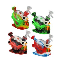 Hookahs Glass and Silicone Sleigh Car Style Water Pipe Hand Pipe Hookah Dab Rig Bong Unbreakable Smoking Pipes Accessories Tobacco Smoke Products with Bowl