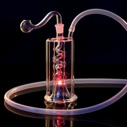 LED Glow Glass Hookah Smoking Pipe Smoke Shisha Diposable Oil Burner Ash Catchers Bong Percolater Bubbler Gifts Tobacco Bowl Accessories ZZ