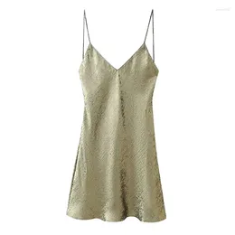 Casual Dresses 2024 Metal Foil Short Dress Woman Glitter Luxury Mini For Women Slip Backless Female Thin Straps Prom