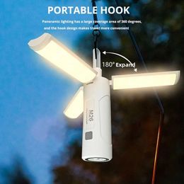 Foldable Camping Lantern Portable Power Bank Outdoor Lighting Flashlight Tent Light Led Rechargeable Emergency Equipment Lamps 240119