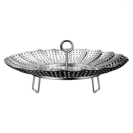Double Boilers Vegetable Steamer Basket Steaming Rack Drawer Stainless Steel For Pot Accessories Folding Kitchen