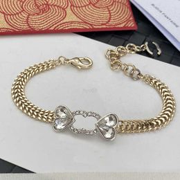 Chain Designer Bracelet Brand Matte Gold Chain Jewelry Rhinestone Style Bracelet Luxury Letter Bracelet Party Wedding Copper Multicolour Jewelry 18+5cm With Stamp