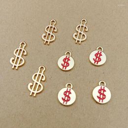 Charms 10pcs Jewelry Making Metal Enamel ID Tag Dollar Symbol Sign Pendant For Bracelet Earrings Necklace Handmade DIY Material