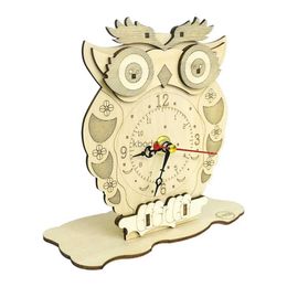 Craft Tools 3d Creative DIY Owl Shape Clock Puzzle Keen Assemble Building Blocks DIY Construction Eletric Animal Birds Model Watch Jigsaw YQ240119