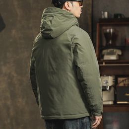 American style work down jacket for men's winter new thickened outdoor hooded assault jacket