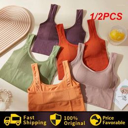 Yoga Outfit 1/2PCS Sexy Breathable Sports Bra Shockproof Crop Top Anti-sweat Fitness Women Seamless Push Up Sport Gym