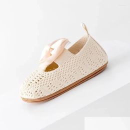 First Walkers Baby Girls Princess Flats Cute Bow Knitted Hollows Out Shoes Casual Walking For Born Infant Toddler Drop Delivery Kids M Dhvfr