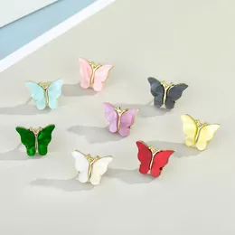 Stud Earrings 1 Pair Colorful Resin Butterfly For Women Gift Jewelry Fashion Simple Animal Insect Metal Pierced E445-2