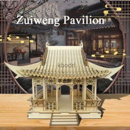 Craft Tools 3D Wooden Model Building Kits DIY Chinese Architecture Zuiweng Pavilion Jigsaw Puzzles Toys for Adults Birthday Gifts Home Decor YQ240119