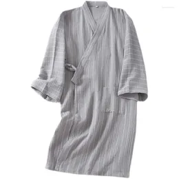 Ethnic Clothing Spring Autumn Japanese Couples Cotton Kimono Robe Men's Large Size Lace-up Yukata Women's Nightdress Long Pajamas Summer