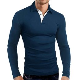 lu Men Polo Shirt Long Sleeve T-shirt Mens Sport Style Collar Button Training Golf Fashion Brand Clothes