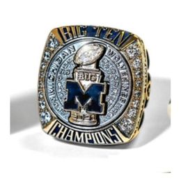 Cluster Rings 2021 Michigan Woerines Football Big Ten Team Championship Ring With Wooden Display Box Drop Delivery Jewelry Ring Dhwhd