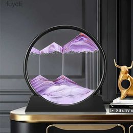 Arts and Crafts 3D Moving Sand Art Picture Round Glass Deep Sea Sandscape Hourglass Quicksand Craft Flowing Painting Office Home Decor Gift YQ240120