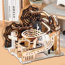 Craft Tools 3D Wooden Puzzle Marble Run Set DIY Assemble Mechanical Model Building Kits STEAM Educational Toys for Adult Kids Birthday Gifts YQ240119