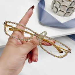 Sunglasses Mosengkw Diamond Studded Without Lenses Full Fashion Decoration Stage Runway Party Glasses