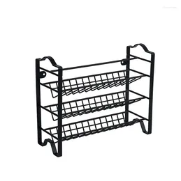 Kitchen Storage Wall-mounted Spice Rack Cabinet Flat Iron Desktop Three-tier Seasoning Dish Drying