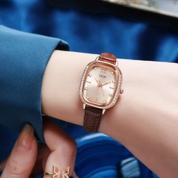 Women's high appearance level light luxury diamond oval compact fashion waterproof quartz watch