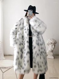 Women's Fur High-End Coat Female Winter Clothes Fashion Imitation Leather Overcoat Long Faux Jacket All-matching