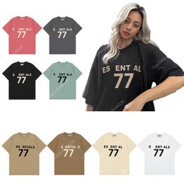 American Tide 77 Letters Heavyweight Short-sleeved T-shirt Loose Men and Women with The Same Summer Breathable and Comfortable Half-sleeves