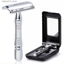 Electric Shavers Upgrade Wet Shaving Safety Blade Razor Shaver Handle Barber Men's Manual Beard Hair Care +1 Blade +1 Travel Case BT171 Q240119