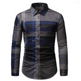 Men's Casual Shirts Dress Tops Mens Button Down Collared Fit Formal Four Seasons Long Sleeve M-2XL Plaid Regular Retro