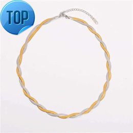 Stainless Steel 18K Gold Plated Gold and Silver Mixed Twisted Snake Chain Necklace Tarnish Free and Waterproof Jewelry