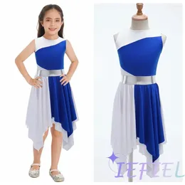 Stage Wear Kids Girls Sleeveless Asymmetrical Lyrical Ballet Dancewear Prom Party Choir Worship Praise Liturgical Performance Tunic Dress